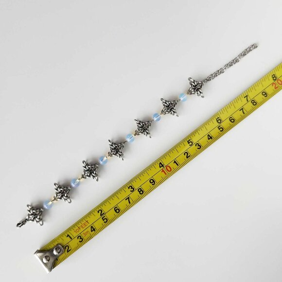 Silver star and blue opalites chainmail bracelet - Picture 6 of 11
